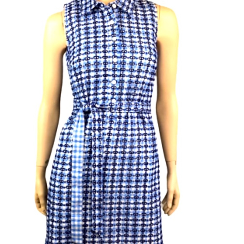 VINEYARD VINES, Ripple Eyelet Gingham, breaking blue and white, shirt dress